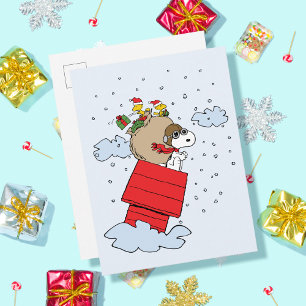 pinda's   Snoopy de vliegende aas met kerst Briefkaart