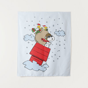 pinda's Snoopy de vliegende aas met kerst Wandkleed