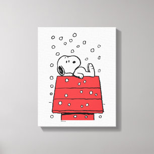 pinda's Snoopy Doghouse Snowflakes Canvas Afdruk