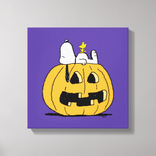 pinda's Snoopy en Woodstock Jack-O-Lantern Canvas Afdruk