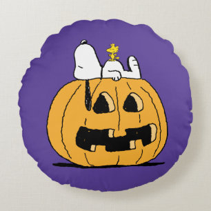 pinda's   Snoopy en Woodstock Jack-O-Lantern Rond Kussen