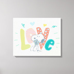 pinda's Snoopy Flower Love Canvas Afdruk