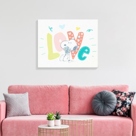 pinda's | Snoopy Flower Love Canvas Afdruk (Insitu (Woonkamer))