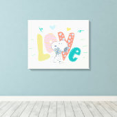 pinda's | Snoopy Flower Love Canvas Afdruk (Insitu (Houten vloer))