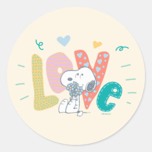 pinda's Snoopy Flower Love Ronde Sticker