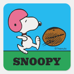 pinda's   Snoopy Football Kicker Vierkante Sticker