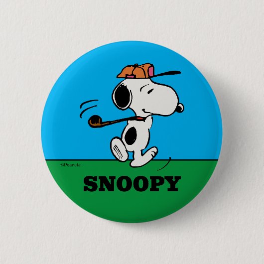 pinda's | Snoopy Golf Swing Ronde Button 5,7 Cm (Voorkant)