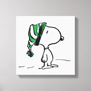 pinda's   Snoopy Green Snow Pet Canvas Afdruk