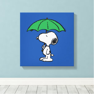 pinda's   Snoopy Green Umbrella Canvas Afdruk