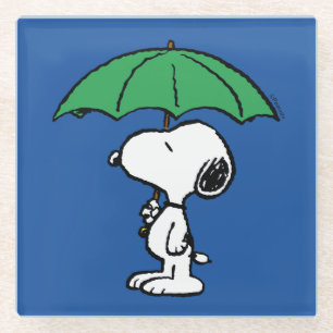 pinda's   Snoopy Green Umbrella Glazen Onderzetter