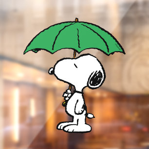 pinda's   Snoopy Green Umbrella Raamsticker