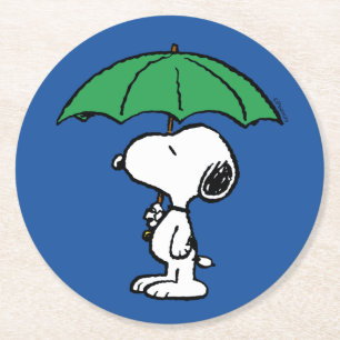 pinda's   Snoopy Green Umbrella Ronde Kartonnen Onderzetter
