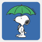 pinda's | Snoopy Green Umbrella Vierkante Sticker (Voorkant)