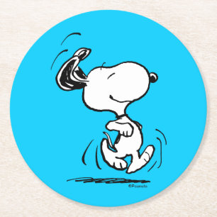 pinda's   Snoopy Happy Dance Ronde Kartonnen Onderzetter