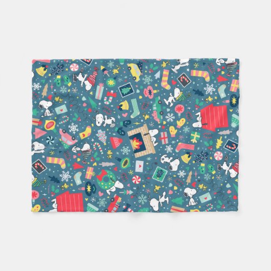 pinda's | Snoopy Holiday Pattern Fleece Deken (Voorkant (Horizontaal))