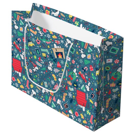 pinda's | Snoopy Holiday Pattern Groot Cadeauzakje (Voorkant Gekanteld)