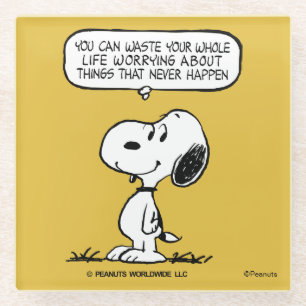 pinda's Snoopy, je kunt niet je hele leven wacht Glazen Onderzetter