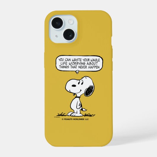 pinda's | Snoopy, je kunt niet je hele leven wacht iPhone 15 Hoesje (Achterkant)