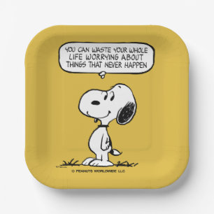 pinda's Snoopy, je kunt niet je hele leven wacht Papieren Bordje