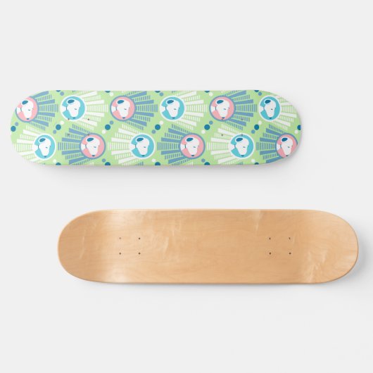 pinda's | Snoopy Mint Green Deco Dreams Patroon Skateboard (Horizontaal)