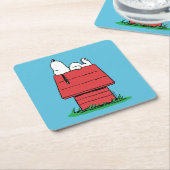 pinda's | Snoopy Napping Vierkante Kartonnen Onderzetter (Schuin)