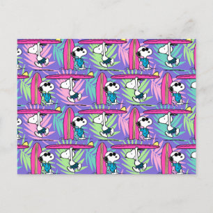 pinda's   Snoopy Paars Surf Pattern Briefkaart