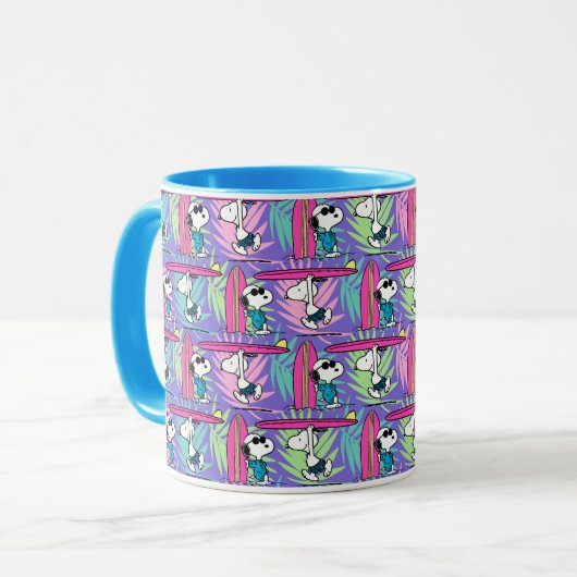 pinda's | Snoopy Paars Surf Pattern Mok (Voorkant links)