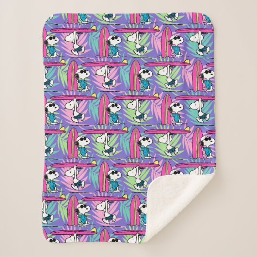 pinda's | Snoopy Paars Surf Pattern Sherpa Deken (Voorkant)