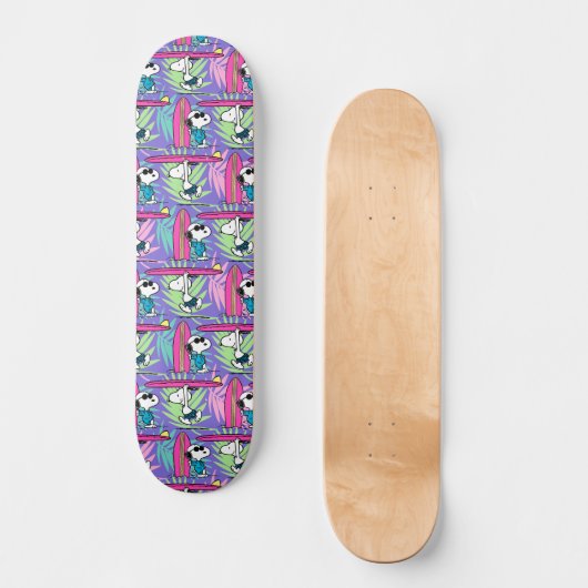 pinda's | Snoopy Paars Surf Pattern Skateboard (Voorkant)
