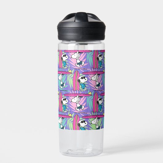 pinda's | Snoopy Paars Surf Pattern Waterfles (Voorkant)