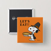 pinda's | Snoopy Pilgrim Vierkante Button 5,1 Cm (Voorkant /achterkant)