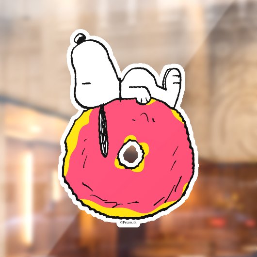 pinda's | Snoopy Pink Donut Raamsticker (Vel 2)