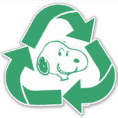 pinda's | Snoopy Recyclen Hergebruik Sticker (Voorkant)