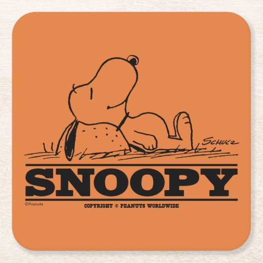 pinda's | Snoopy Rest Break Vierkante Kartonnen Onderzetter (Voorkant)