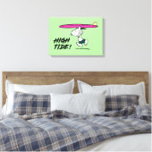 pinda's | Snoopy rijdend naar het Surf Canvas Afdruk (Insitu (Slaapkamer))