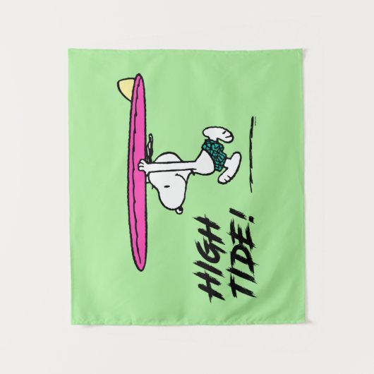 pinda's | Snoopy rijdend naar het Surf Wandkleed (Voorkant)