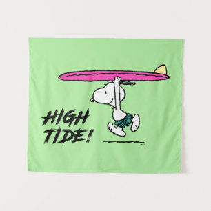 pinda's   Snoopy rijdend naar het Surf Wandkleed