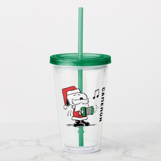 pinda's | Snoopy Santa Claus Accordian Acryl Drinkbeker (Voorkant)