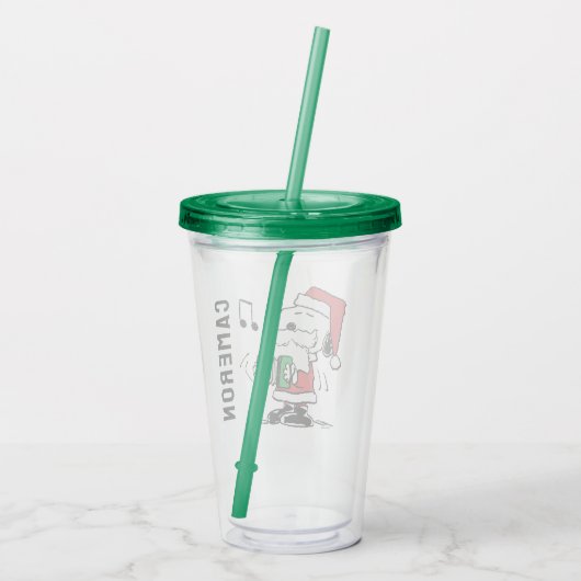 pinda's | Snoopy Santa Claus Accordian Acryl Drinkbeker (Achterkant)