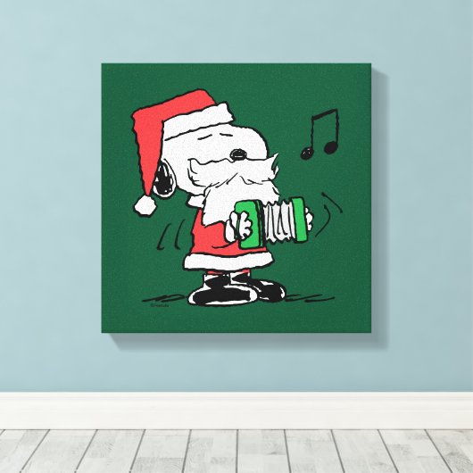 pinda's | Snoopy Santa Claus Accordian Canvas Afdruk (Insitu (Houten vloer))