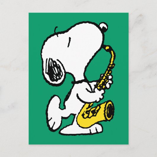 pinda's | Snoopy saxofonist Briefkaart (Voorkant)