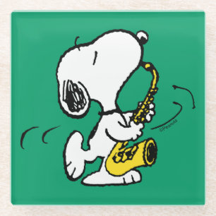 pinda's   Snoopy saxofonist Glazen Onderzetter