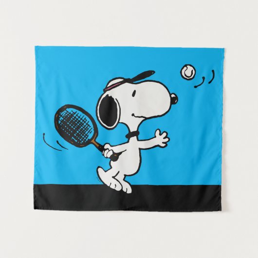 pinda's | Snoopy speelt tennis Wandkleed (Voorkant (horizontaal))