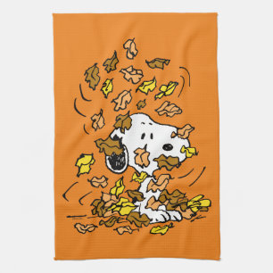 pinda's Snoopy stapel bladeren Theedoek