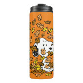 pinda's | Snoopy stapel bladeren Thermosbeker (Voorkant)