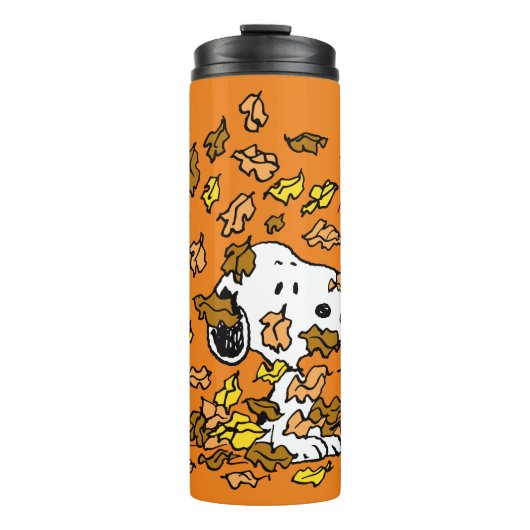 pinda's | Snoopy stapel bladeren Thermosbeker (Voorkant)