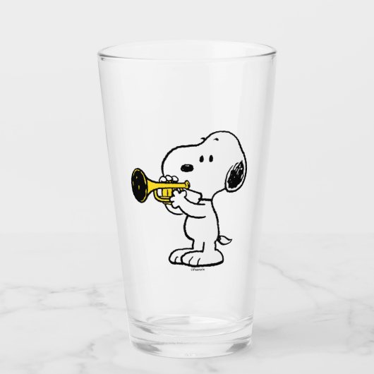 pinda's | Snoopy trompetspeler Glas (Voorkant)