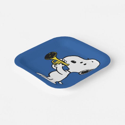 pinda's | Snoopy trompetspeler Papieren Bordje (Gebogen)