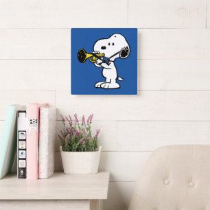 pinda's   Snoopy trompetspeler Vierkante Klok