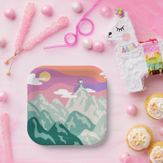 pinda's | Snoopy & Troop Hiking the Mountain Papieren Bordje (Feest)